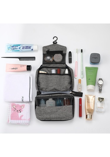 Yifomall Erkek Kadın Seyahat Makyaj Çantası, Kationik Su Geçirmez Oxford Kumaşı, Sağlık Gereçleri Organizer, Gri Renk, Dayanıklı El Çantası