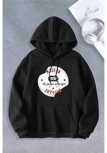 Nevermind Unisex Kadın Erkek 18 Years Cool Girl Baskılı Sweatshirt Siyah