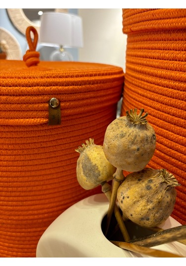 Victor Çok Amaçlı Düzenleyici Kapaklı Sepet,kapaklı Saksılık,kapaklı Organizer 26-20, Küçük Boy Turuncu