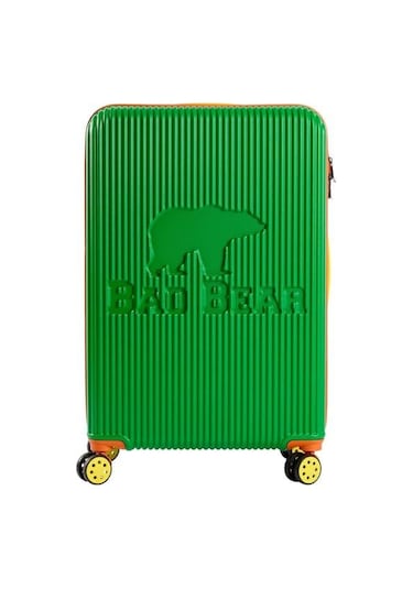 Bad Bear Logo Suitcase 23.01.80.001y Yeşil Büyük Boy Tekerlekli Abs Valiz 95 Lt. Yeşil