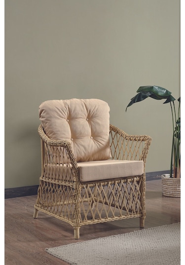 Icon Rattan Bahçe Balkon Oturma Takımı 2+1+1+camlı Masa Cappuccino Cappuccino