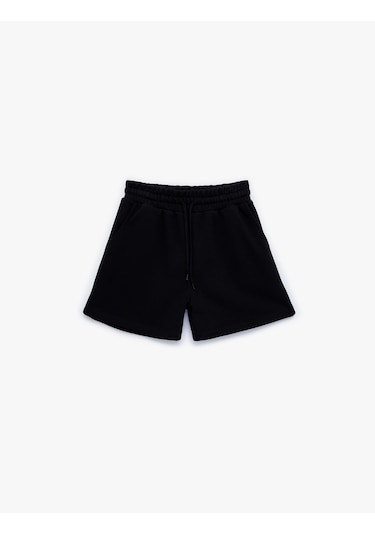 Koton Cepli Beli Bağcıklı Pamuklu Slim Fit Mini Şort Siyah 6sal40004ık Siyah