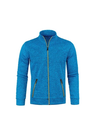 Erkek Hırka Fermuarlı Kapşonlu Siyah Yeşil Gri Kontrast Renkler Ceketler Moda Rahat Yüksek Stand Sweatshirtler Montlar Spor Giyim Yasheng Mavi