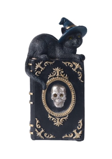 Trendooze Cadı Kedi Heykeli - Kitaplık & Masa Üstü, Minik Ve Şirin, 11cmx6,5cmx21,8cm 11cmx6,5cmx21,8cm