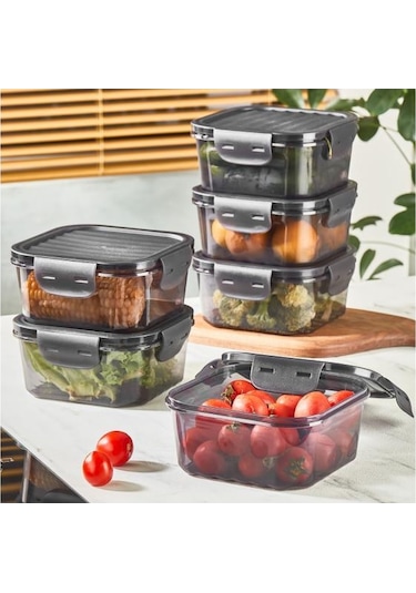 Golden Rod 6 Adet Sızdırmaz Kare Saklama Kabı Seti Siyah