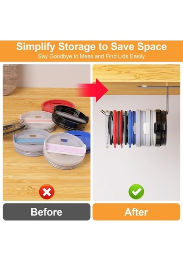 Ulzyvf 2'li Kapak Organizatörü - Yatay Dizayn, Kendinden Yapışkanlı, Dolap Altı, Çoklu Kapak Saklama, Paslanmaz Çelik Gümüş