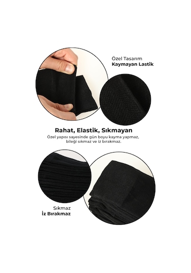 Saysez Bambu Erkek Soket Uzun Siyah Çorap Dikişsiz Premium Kutulu 6'lı Siyah