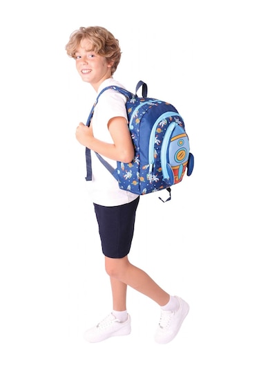 Kaukko Kids Üç Gözlü Erkek Çocuk Okul Sırt Çantası Roket Detaylı - L5260 Lacivert
