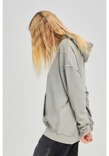 Exclusive Basic Yıkamalı Sweatshirt Gri Trndz1352