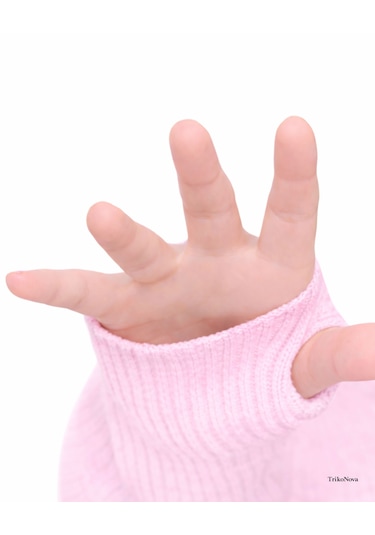 Trikonova Balıkçı Yaka Parmak Detaylı Pembe