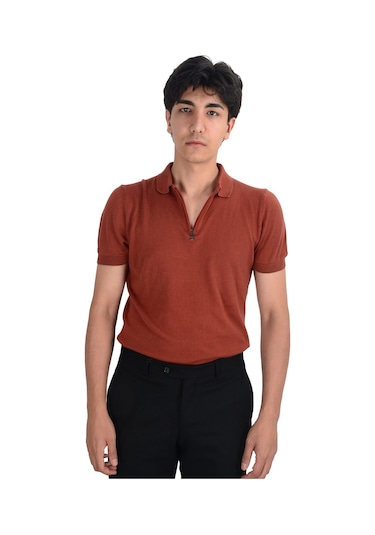 Cengiz İnler Yarım Fermuarlı Merserize Erkek Triko T-shirt 001