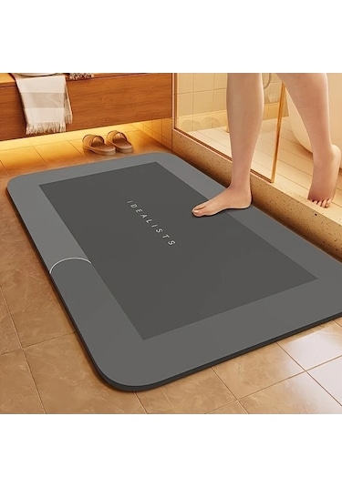 Trendooze Sunshine022 Gri Mavi 40x60cm Süper Emici Diatom Banyo Paspası Hızlı Kurur Gri Mavi