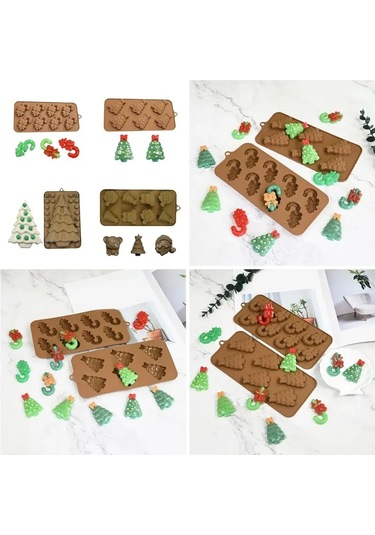 Kangvka Noel Tatlıları İçin Yiyecek Dereceli Silikon Kalıp - Fırına Uygun, Esnek Tasarım, Kolay Kaldırma Özelliğiyle Çikolata Ve Pasta Dekorasyonları Kahverengi