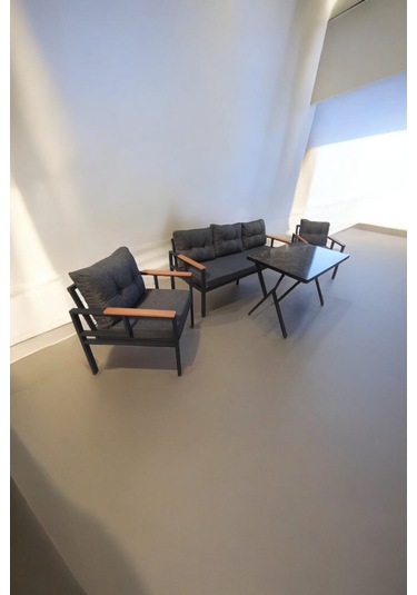 Pimango Pi Elize Bahçe Balkon Mobilyası Antrasit 3+1+1 Ve Perla M Antrasit