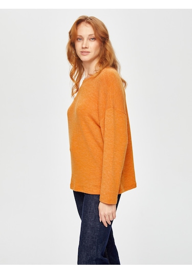 Triko Görünümlü Sweatshirt 69154 U6915461 Orange