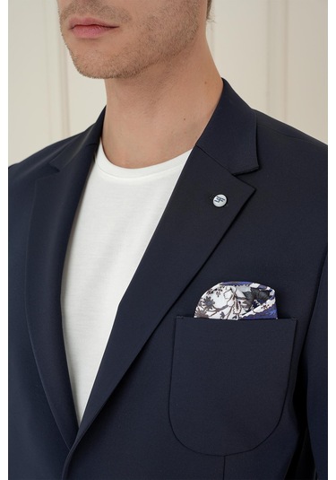 Slim Fit Mono Yaka Çift Yırtmaç Torba Cep Casual Lacivert Ceket C 697 Lacivert