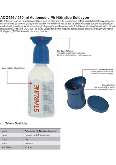 Starline  Göz Duşu Solüsyonu İstasyonu Setİ - Acq425 500 ML + Acq426 250 ML