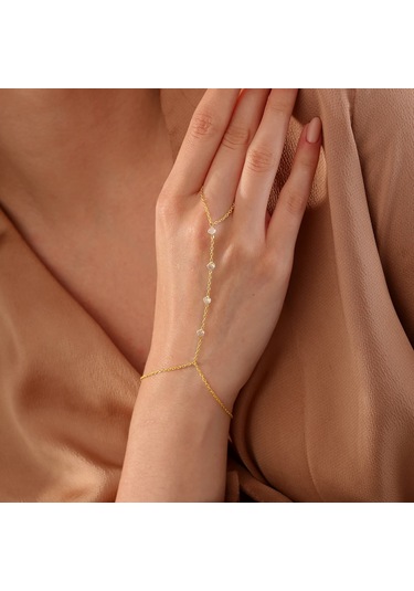 925 Ayar Gümüş El Üstü Zirkon Taşlı Şahmeran Altın