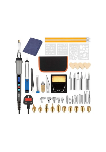 Havya Kiti, 61 Adet Lcd Ekran Ayarlanabilir Sıcaklık Kaynak Aracı 60 W Ahşap Yakma Pirografi Kalem Seti, Abd Plug