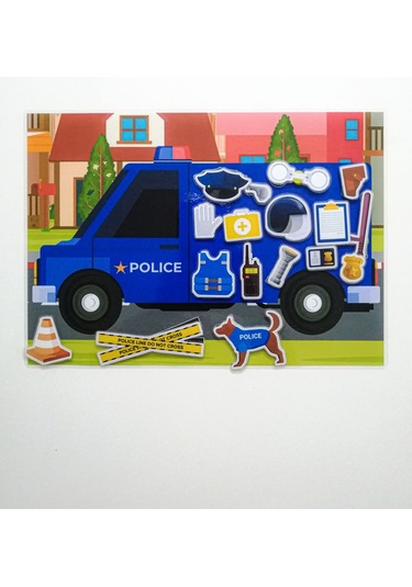 Çocuklara Polis Ekipmanlarını Öğretici Eşleştirme Dikkat Hafıza Güçlendirme Oyunu Cırtlı Etkinlik