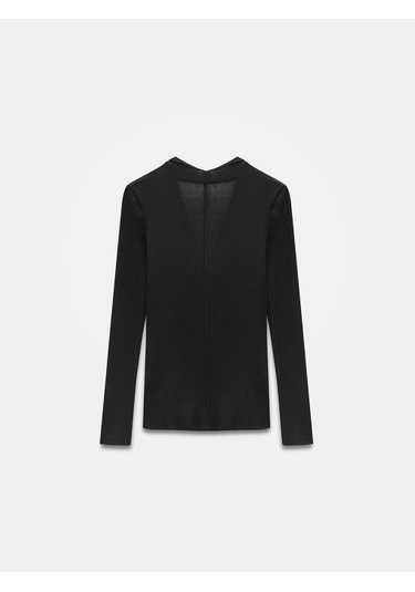 Dilvin 32595 Degaje Yaka Top-siyah Siyah