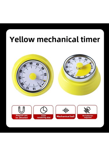Symbee Stanyum Çelik Mutfak Zamanlayıcı, Manyetik Tutuculu, Mekanik Pişirme Hatırlatıcı, Öğrenci Zaman Yöneticisi Sarı