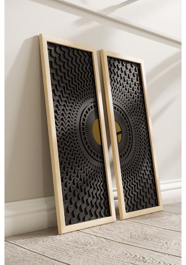 Dekoratif Modern Tasarımlı 2'li Ahşap Tablo