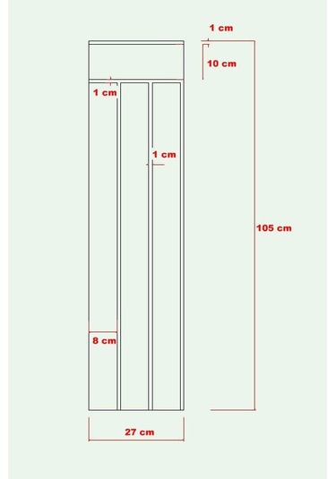DUVAR PANELİ 27 cm Genişlik x 105 cm Ham mdf Duvar paneli ( 10 mm