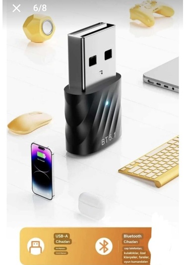 Toocki Bluetooth Adaptör 5.1 Hızlı Usb Bluetooth Adaptör 5.1 Yeni Nesil Bluetooth Adaptör