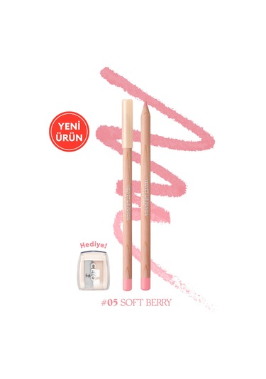 Kremsi e Sahip Dudak Kalemi Ve Kalemtıraş Seti Clıo Velvet Lip Pencil Set 05 Soft Berry 05
