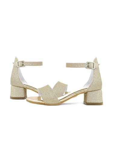 Lilo Simli Altın Tek Bantlı Kız Çocuk Topuklu Abiye Ayakkabı Altın