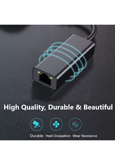 Cbtx 0352B Tip-C RJ45 LAN Adaptörü LED Göstergeli Ethernet Ağ Kartı Gri