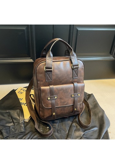 Retro Kadın Çantası Bahar Yeni Şık Çanta Büyük Kapasiteli Sırt Çantası Kadın Seyahat Sırt Çantası Kahve Rengi Ana Resim Rengi Diğer