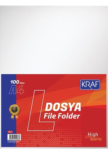 Kraf L Poşet Dosya föy Dosya Şeffaf - A4 - 100 Lü