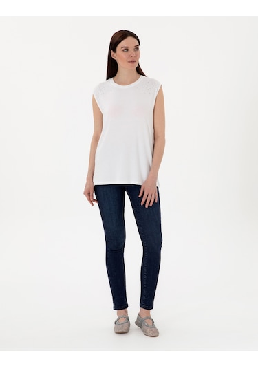Pierre Cardin Kadın Beyaz Tişört 50307285-vr013 Beyaz