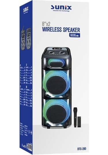 Sunix 100w 6000 Mah Mikrofon Ve Kumandalı 85cm Bluetooth Hoparlör Bts-280