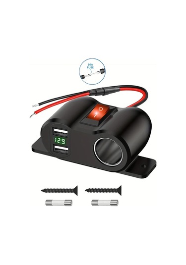 Yeşil Işık Usb Tip A - 4.2a 12v Çift Usb Çıkışlı Sigara Çakmak Soketi Güç Anahtarlığı İle, Pd3.0 Usb C Ve Qc3.0 Usb Portlu Araba Şarjı Voltmetreli, Tekne Deniz Kamyonu Utv Rv Araba Golf İçin 12 Volt Güç Adapteri