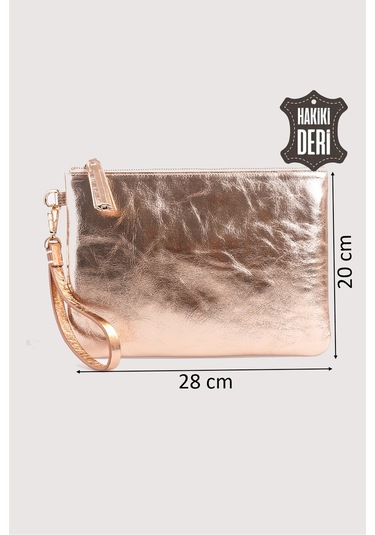Hakiki Deri Kadın Clutch Çanta 9121 Sarı
