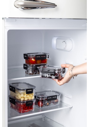 Nandy Home Kilit Kapaklı Kare Clear Saklama Kabı Seti 3'lü 1400 ML Beyaz