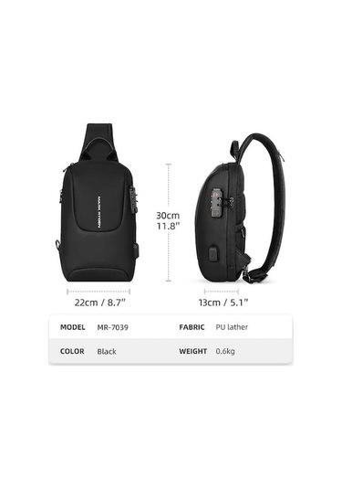 Wenlin Crypto Mr-7039 Kilitli Usb Şarj Portlu Omuz Çantası - Güvenli Ve Şık 03