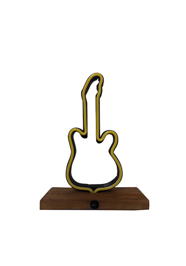 Işıklı Tablo Marketi Gitar Figürlü Neon Gece Lambası Kırmızı