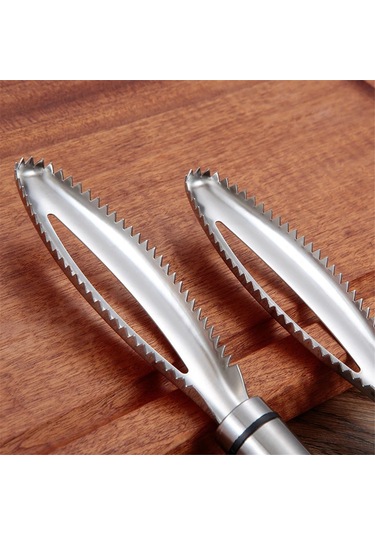 Paslanmaz Çelik Tırtıklı Kolay Çıkarılabilir Balık Pulları Temizleme Fırçası Gümüş