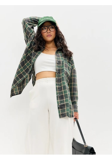 Onso Flanel Oversize Ekose Gömlek 398669960