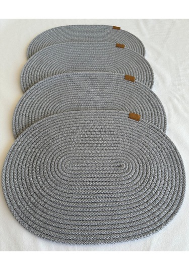 Jüt Amerikan Servis Sofra Altlığı, Masa Dekoru Supla Oval 30x40 4lü Gri