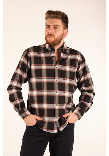 Brothers Minimalist Uzun Kol Kareli Erkek Gömleği - Günlük & Şık Siyah - Bej