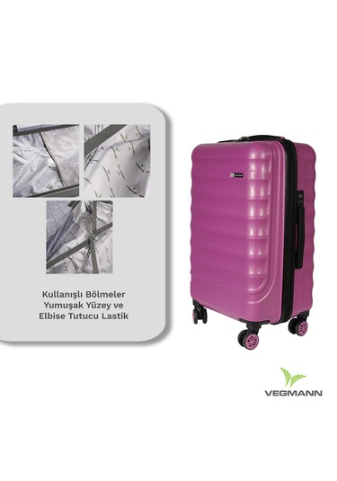 Vegmann Tartılı Scadel Violet Orta Boy Valiz Mor