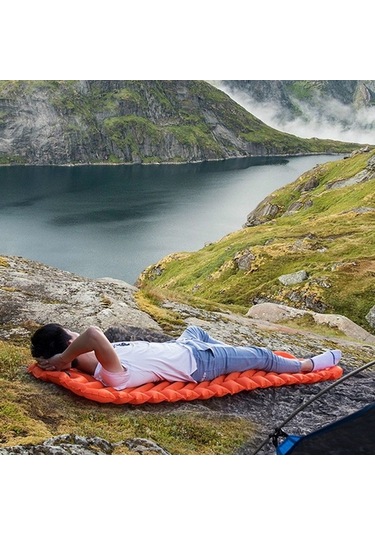 Wondernest Yf2531 Yeşil V-şekilli Uyku Pedi Tpu Taşınabilir Şişme Yatak Yastık, Ordu Naylon Mat Katlanır Kamp Geçirmez Açık Hava Altın