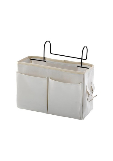 Beyaz Başucu Saklama Çantası Düzenleyici Tv Uzaktan Kumanda Asılı Kanepe Depolama Organizatör Yatak Tutucu Cepler Yatak Odası Yurt Saklama Çantası Beyaz