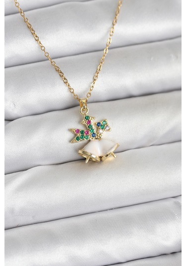 Zarif Boyunlar İçin Golden Çelik Zincir Chirtsmas Bell Yılbaşı Tema Kadın Kolye Metalik