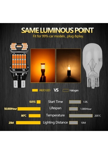 Xuweiwei 4 Adet Aıleo T15 W16w Led 921 912 T16 902 Ampul 45 Adet 4014smd Araba Geri Vites Işıkları Sarı Beyaz 12v Beyaz